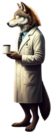 Wolf with a cup of joe